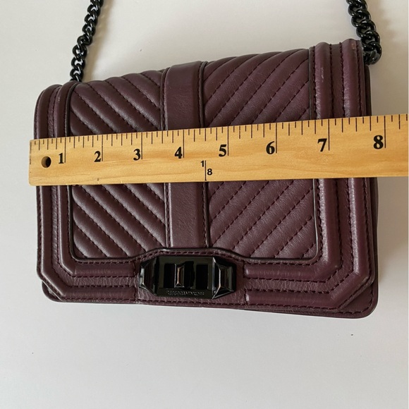 Rebecca Minkoff Womens Chevron Quilted Love Crossbody Purple Chain Strap Small - Picture 12 of 14